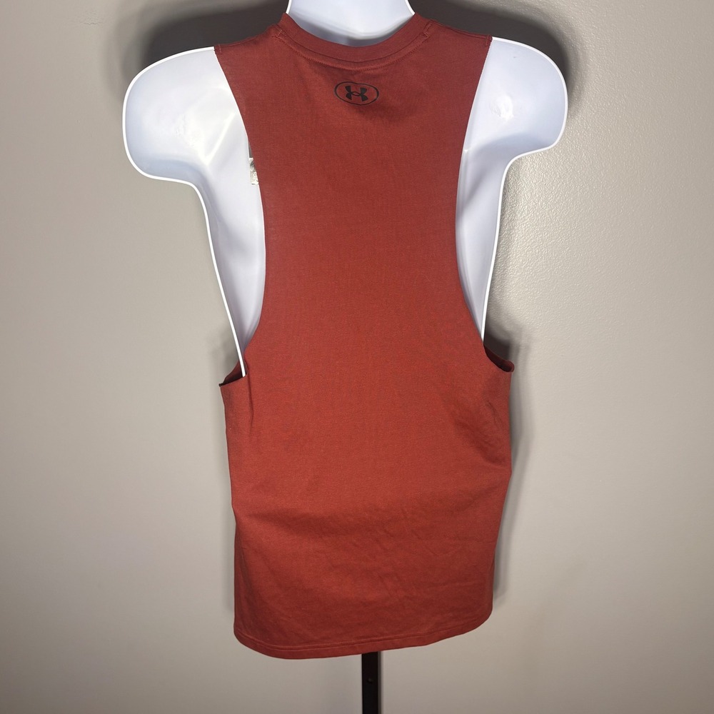 Under Armour Project Rock Mens Muscle Tank Top Rust Red Sleeveless Gym Shirt S - Picture 2 of 7